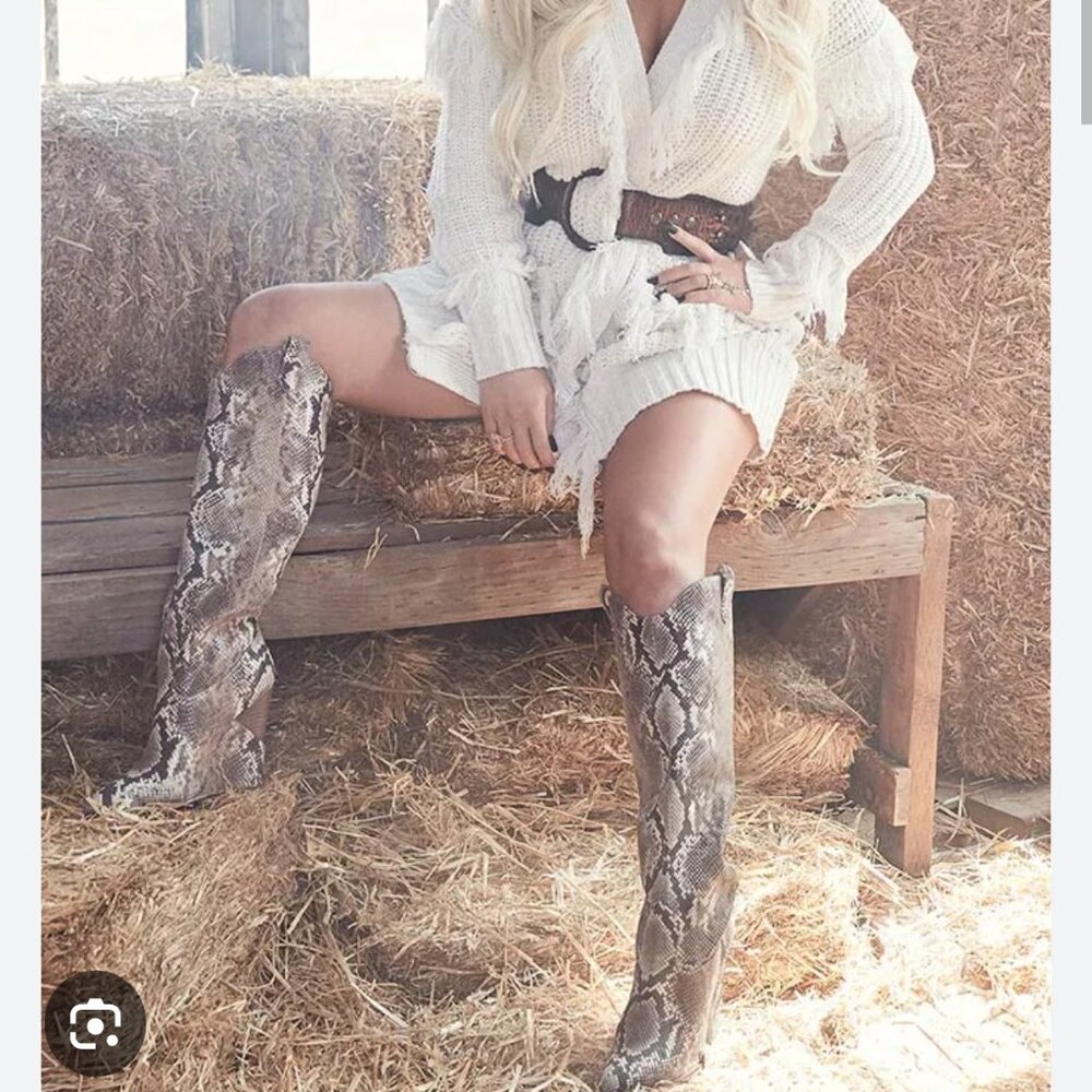 Jessica Simpson snakeskin tall wedge boots 7.5
